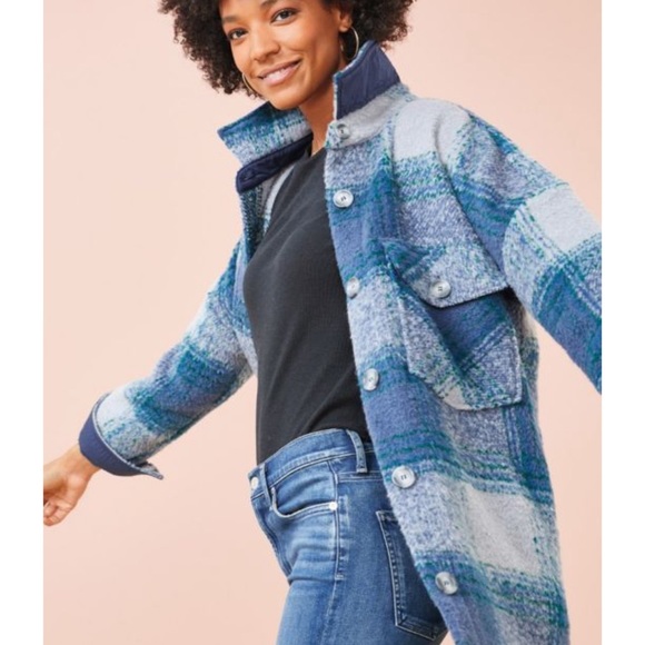 Blue/Green Midi Shacket - Picture 2 of 5